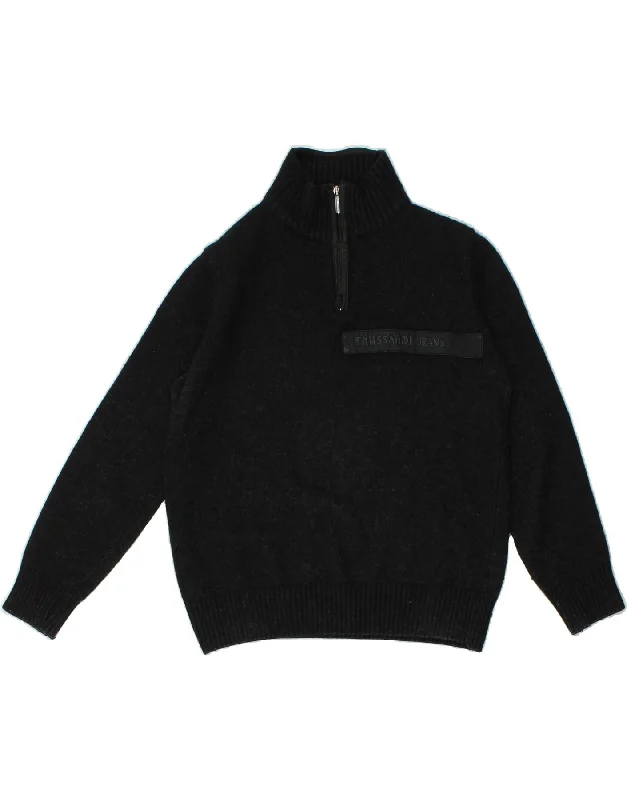 TRUSSARDI JEANS Womens Zip Neck Jumper Sweater UK 16 Large Grey Wool Cashmere Blend Cotton Blend Poly Blend TRUSSARDI JEANS Womens Zip Neck Jumper Sweater UK 16 Large Grey Wool Cashmere Blend Cotton Blend Poly Blend