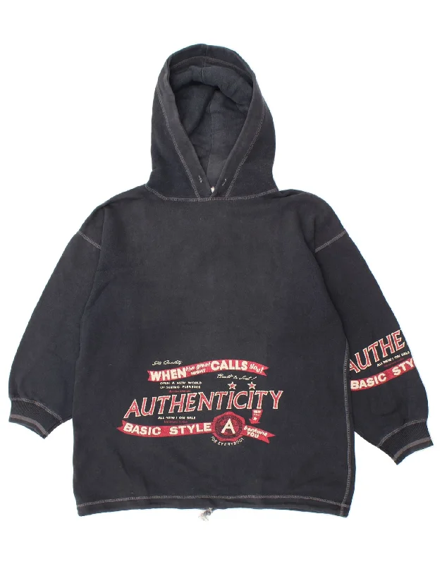 VINTAGE Mens Graphic Hoodie Jumper Medium Navy Blue Hoodie with Cuffed Sleeves Snug Secure VINTAGE Mens Graphic Hoodie Jumper Medium Navy Blue Hoodie with Cuffed Sleeves Snug Secure