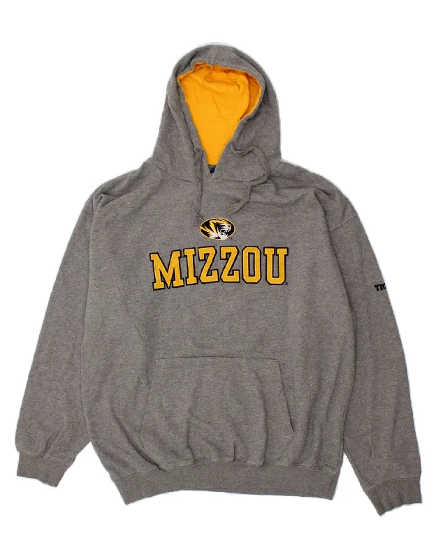 VINTAGE Mens Mizzou Graphic Hoodie Jumper XL Grey Cotton Hoodie Fleece Lining Warmth VINTAGE Mens Mizzou Graphic Hoodie Jumper XL Grey Cotton Hoodie Fleece Lining Warmth