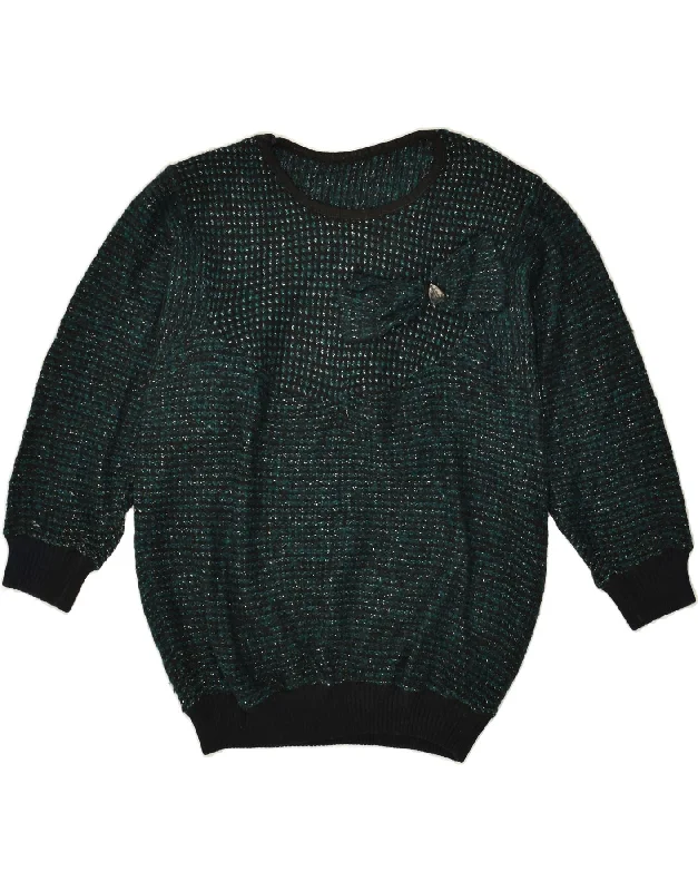 VINTAGE Womens Boat Neck Jumper Sweater 2XL Green Check Solid Color Striped Floral Print VINTAGE Womens Boat Neck Jumper Sweater 2XL Green Check Solid Color Striped Floral Print