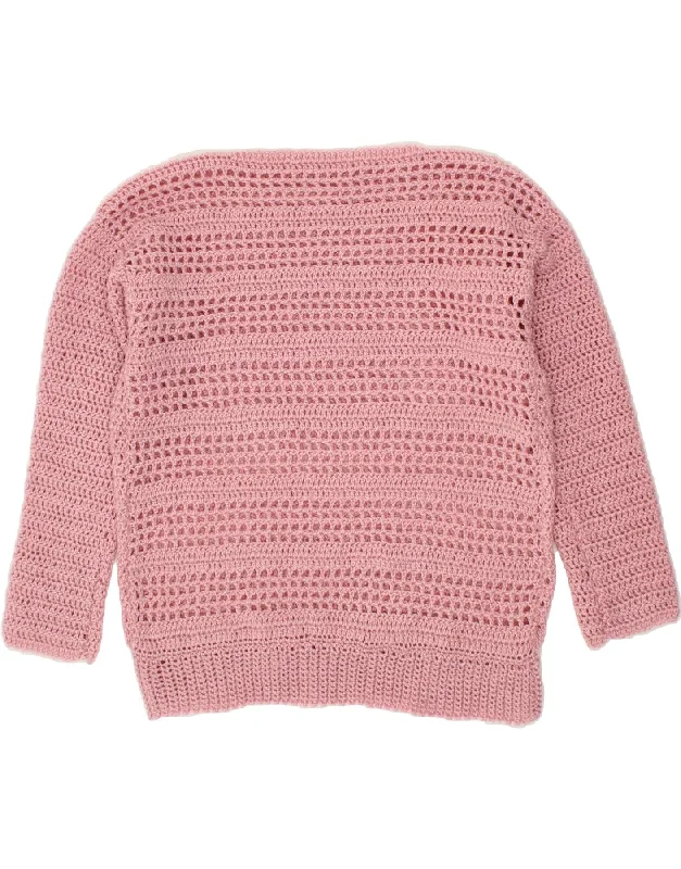 VINTAGE Womens Boat Neck Jumper Sweater UK 14 Large Pink Nylon Fabric Polyester Fabric Spandex Fabric VINTAGE Womens Boat Neck Jumper Sweater UK 14 Large Pink Nylon Fabric Polyester Fabric Spandex Fabric