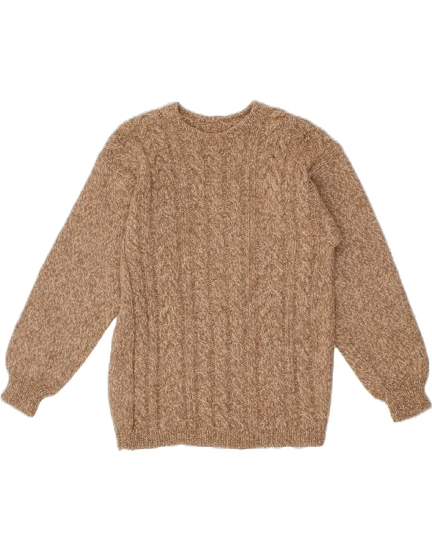 VINTAGE Womens Boat Neck Jumper Sweater UK 14 Medium Brown Flecked Mesh Fabric Canvas Fabric Denim Fabric VINTAGE Womens Boat Neck Jumper Sweater UK 14 Medium Brown Flecked Mesh Fabric Canvas Fabric Denim Fabric