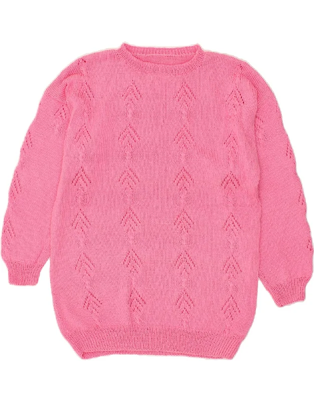 VINTAGE Womens Boat Neck Jumper Sweater UK 16 Large Pink Cotton Fabric Linen Fabric Terry Fabric VINTAGE Womens Boat Neck Jumper Sweater UK 16 Large Pink Cotton Fabric Linen Fabric Terry Fabric