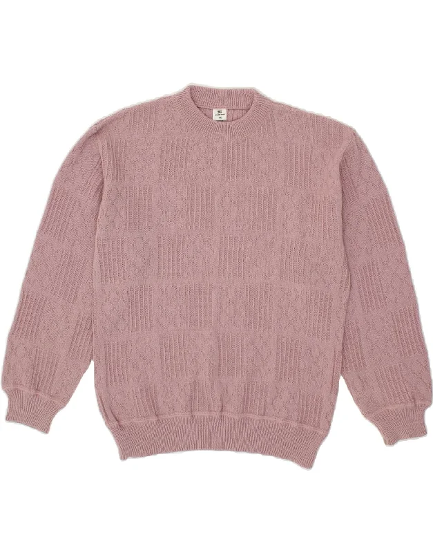 VINTAGE Womens Crew Neck Jumper Sweater EU 40 Medium Pink Acrylic Terry Blend Velvet Blend Canvas Blend VINTAGE Womens Crew Neck Jumper Sweater EU 40 Medium Pink Acrylic Terry Blend Velvet Blend Canvas Blend