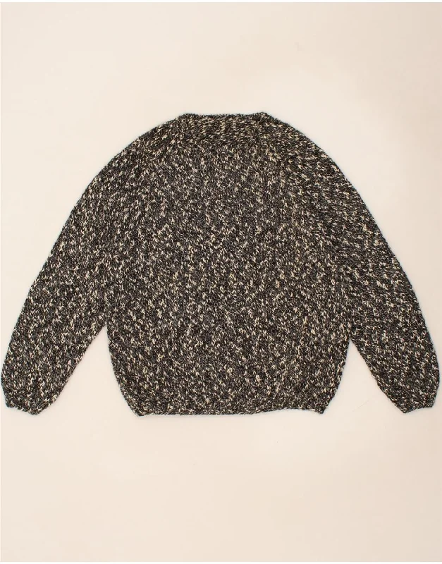 VINTAGE Womens Crew Neck Jumper Sweater UK 14 Medium Grey Flecked Real Fur Shearling Chenille VINTAGE Womens Crew Neck Jumper Sweater UK 14 Medium Grey Flecked Real Fur Shearling Chenille