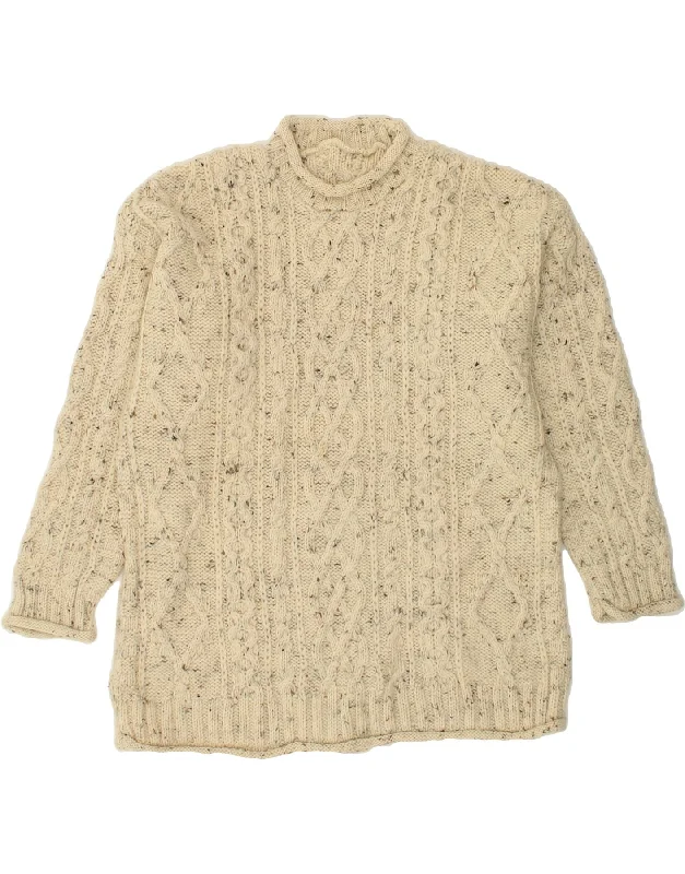 VINTAGE Womens Crew Neck Jumper Sweater UK 16 Large Beige Flecked Herringbone Houndstooth Plaid VINTAGE Womens Crew Neck Jumper Sweater UK 16 Large Beige Flecked Herringbone Houndstooth Plaid