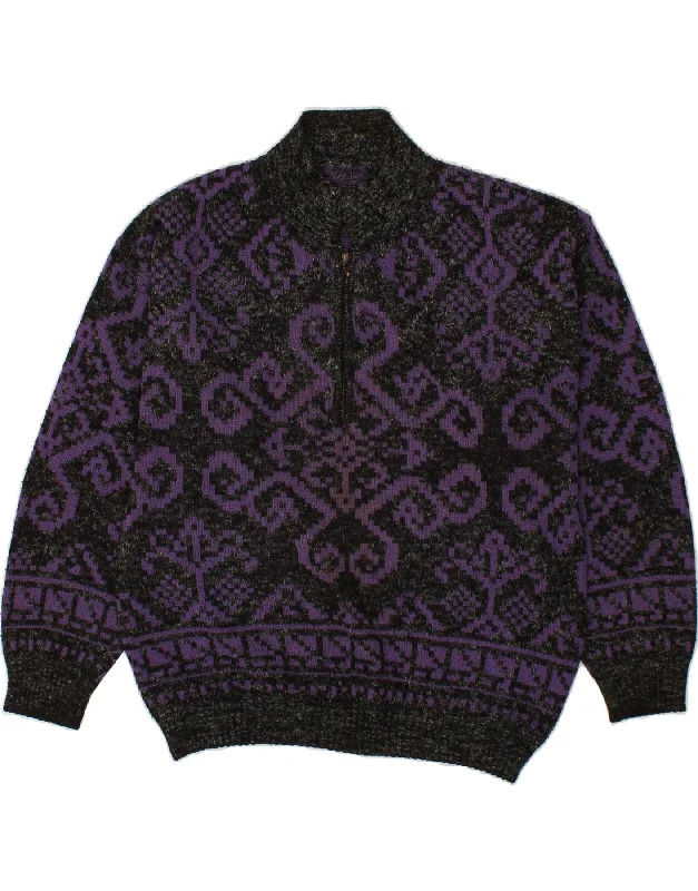 VINTAGE Womens Polo Neck Jumper Sweater UK 20 2XL Purple Fair Isle Lightweight Heavyweight Midweight VINTAGE Womens Polo Neck Jumper Sweater UK 20 2XL Purple Fair Isle Lightweight Heavyweight Midweight
