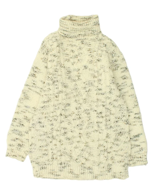 VINTAGE Womens Roll Neck Jumper Sweater UK 16 Large Beige Flecked Acrylic Layered Multi-layer Single Layer VINTAGE Womens Roll Neck Jumper Sweater UK 16 Large Beige Flecked Acrylic Layered Multi-layer Single Layer