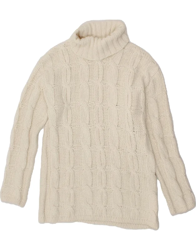 VINTAGE Womens Roll Neck Jumper Sweater UK 16 Large Beige Wool Knit Fabric Woven Fabric Fleece Fabric VINTAGE Womens Roll Neck Jumper Sweater UK 16 Large Beige Wool Knit Fabric Woven Fabric Fleece Fabric