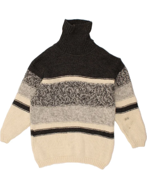 VINTAGE Womens Roll Neck Jumper Sweater UK 16 Large Grey Striped Long Sweater Short Sweater Cropped Sweater VINTAGE Womens Roll Neck Jumper Sweater UK 16 Large Grey Striped Long Sweater Short Sweater Cropped Sweater