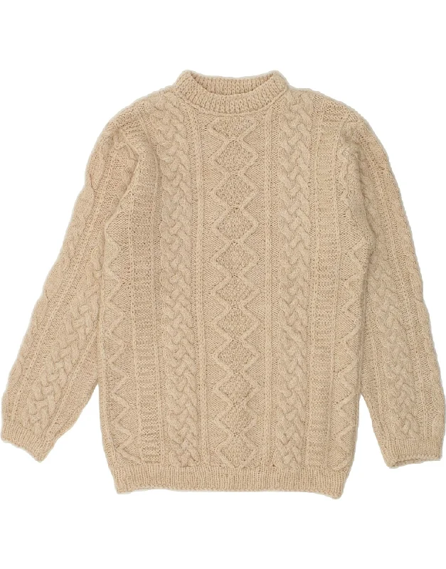 VINTAGE Womens Turtle Neck Jumper Sweater UK 14 Large Beige Cotton Fabric Linen Fabric Terry Fabric VINTAGE Womens Turtle Neck Jumper Sweater UK 14 Large Beige Cotton Fabric Linen Fabric Terry Fabric