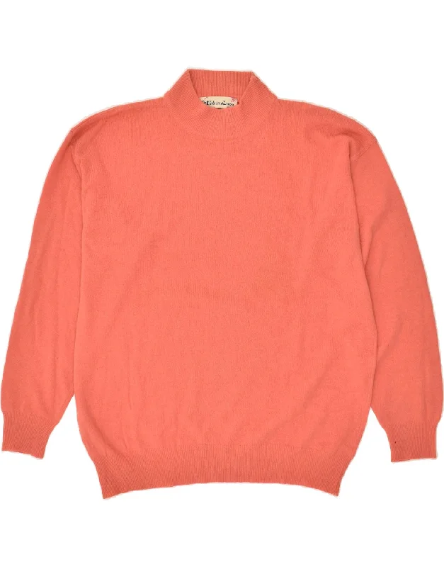 VINTAGE Womens Turtle Neck Jumper Sweater UK 18 XL Pink Wool Boxy Sweater Fitted Sweater A-Line VINTAGE Womens Turtle Neck Jumper Sweater UK 18 XL Pink Wool Boxy Sweater Fitted Sweater A-Line