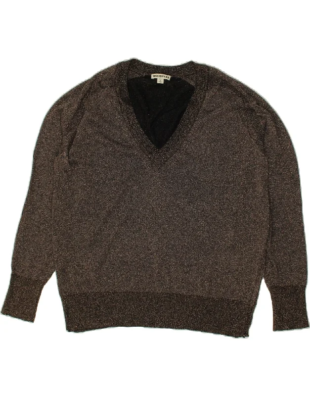 WHISTLES Womens Oversized V-Neck Jumper Sweater UK 10 Small Purple Viscose Front Pockets Side Pockets Patch Pockets WHISTLES Womens Oversized V-Neck Jumper Sweater UK 10 Small Purple Viscose Front Pockets Side Pockets Patch Pockets