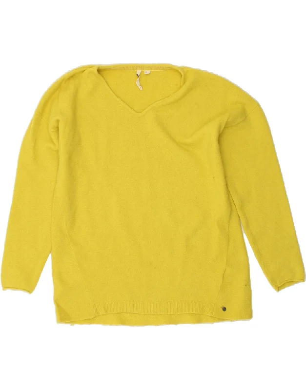 WHITE STUFF Womens V-Neck Jumper Sweater UK 12 Medium Yellow Nylon Open Front Closed Front Wrap Front WHITE STUFF Womens V-Neck Jumper Sweater UK 12 Medium Yellow Nylon Open Front Closed Front Wrap Front