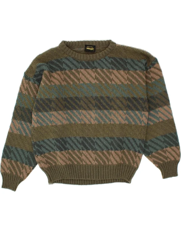WRANGLER Womens Boat Neck Jumper Sweater UK 14 Medium Khaki Striped High Neck Crew Neck V-Neck WRANGLER Womens Boat Neck Jumper Sweater UK 14 Medium Khaki Striped High Neck Crew Neck V-Neck