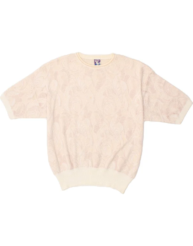 YESSICA Womens Short Sleeve Crew Neck Jumper Sweater IT 48 XL Pink Floral Fleece Fabric Down Fabric Feather Fabric YESSICA Womens Short Sleeve Crew Neck Jumper Sweater IT 48 XL Pink Floral Fleece Fabric Down Fabric Feather Fabric