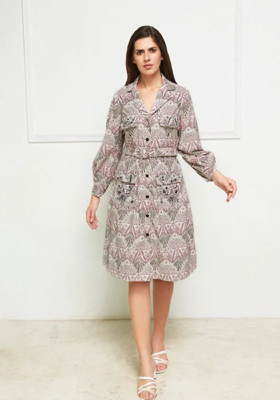 Leaves of Grass, New York Fabiane Liberty print trench shirtwaist cotton dress