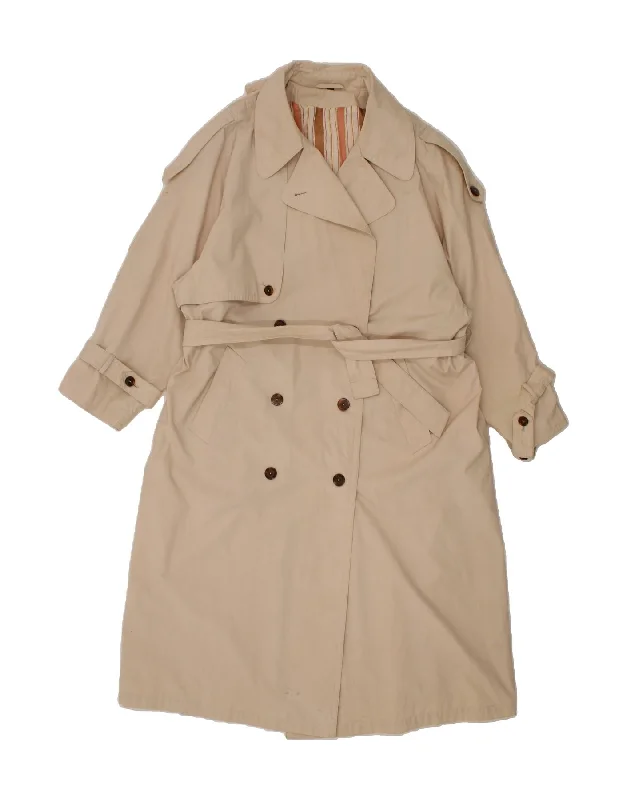 VINTAGE Womens Trench Coat UK 18/20 XL Beige Polyester