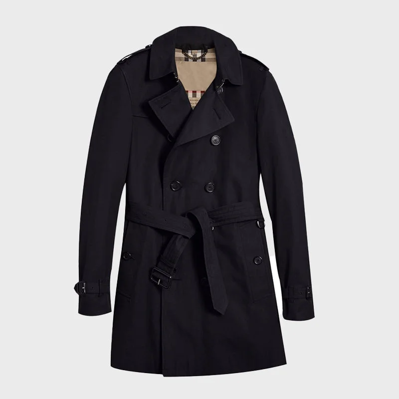 Women's Black Cotton Long Trench Coat