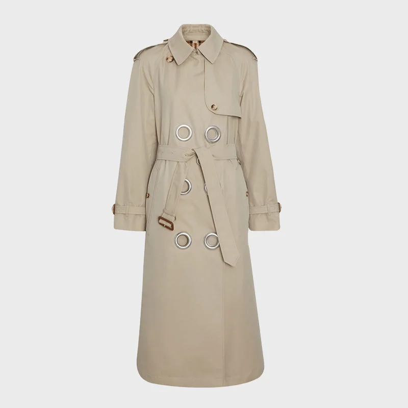 Women's Grommet Cotton Gabardine Trench Coat