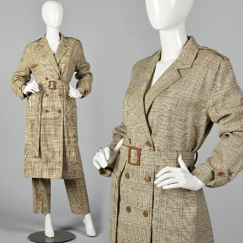 1990s Jean Louis Scherrer Trench Coat and Pants Set