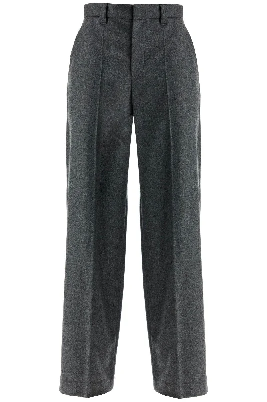 Tailored Flannel Trousers For  - Grey Trousers Solid Black