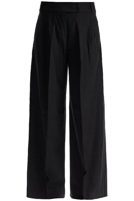 Wide Flannel Trousers For Comfortable  - Black Cropped Trousers Casual Linen