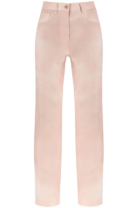"denim Effect Trousers  - Pink Trousers Formal Black