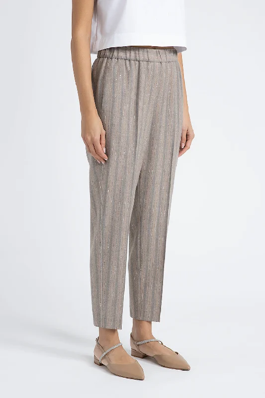 Stretch wool flannel trousers with elastic band Trousers Essential Wardrobe