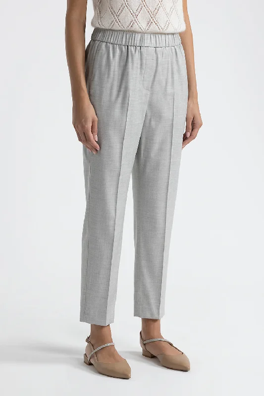 Viscose wool twill elasticated trousers Trousers chic fashionable