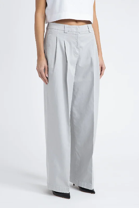 Pleated trousers in cotton silk gabardine and tencel Skinny Trousers Denim Stretchy