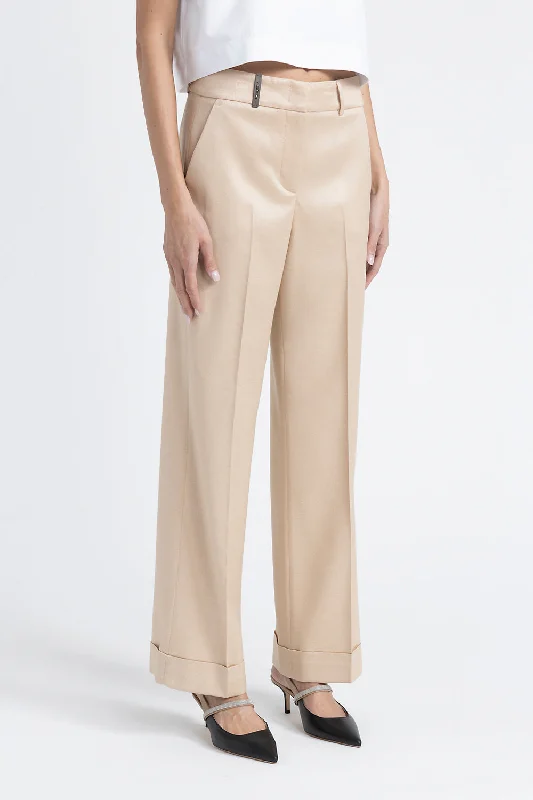 Straight trousers in wool and viscose jaspé flannel Trousers Seasonal Trendy