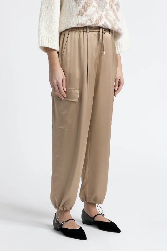 Viscose satin baggy cargo trousers Trousers versatile functional