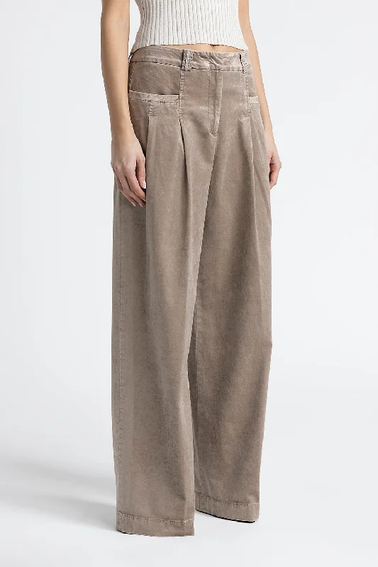 Corduroy pleated palazzo trousers Trousers Tapered Slim Fit