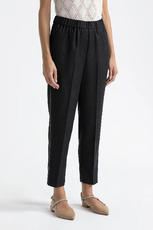 Wool and lurex carrot trousers Trousers Denim Blue