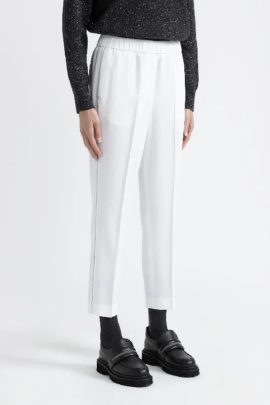 Viscose and wool carrot trousers Trousers Satin Smooth