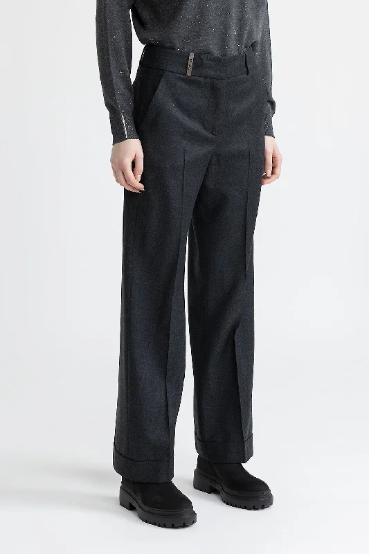 Lurex wool flannel classic trousers Trousers Denim Distressed