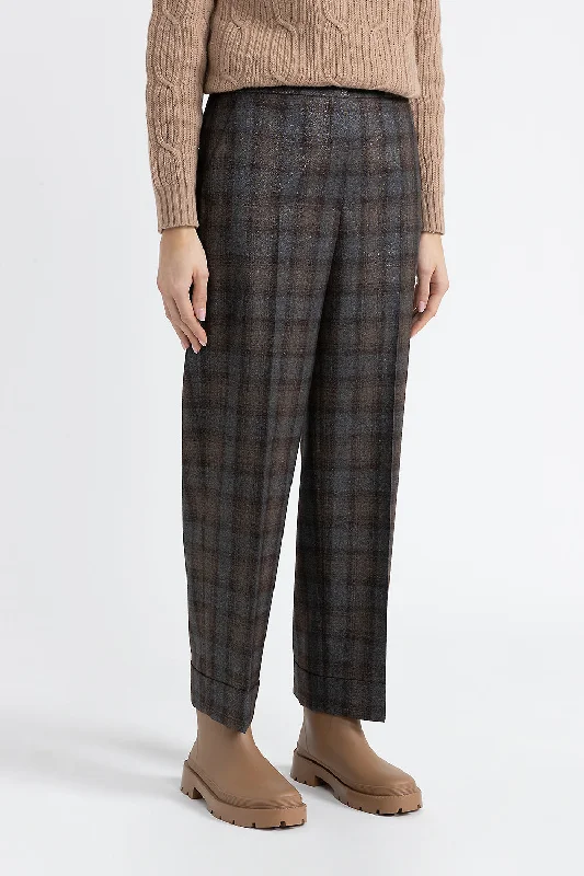 Patterned wool carrot trousers Trousers Review Highly