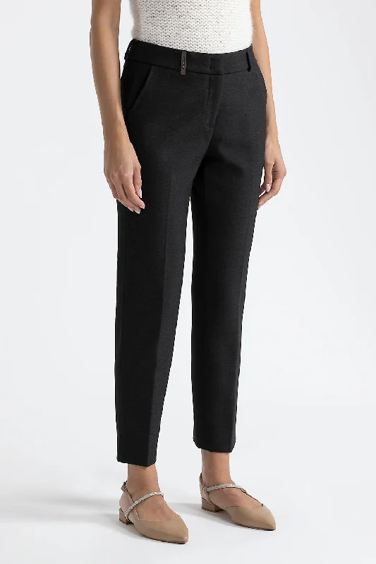 Two-way stretch fabric cigarette trousers Trousers chic fashionable