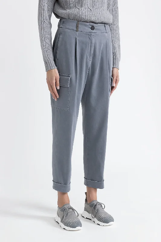 Cotton gabardine cargo trousers Trousers Pleated Formal