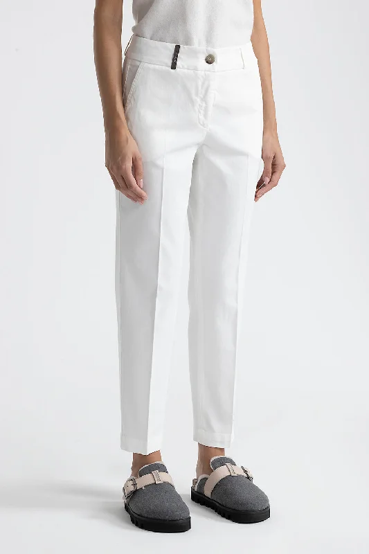 Peachskin gabardine cigarette trousers Trousers Low Rise Relaxed