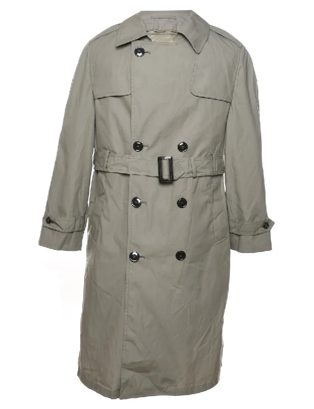 Double Breasted Grey Trench Coat - M