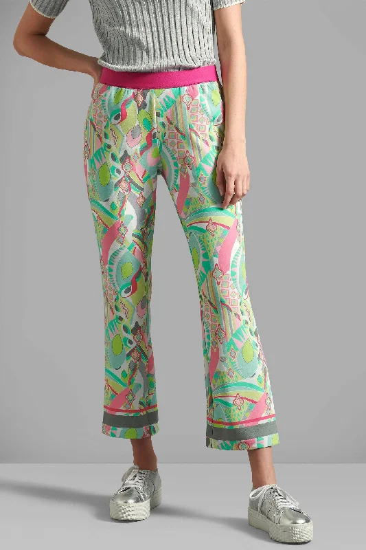 Eve in Paradise Lena Print Trousers Green 1079-24290-2581 Trousers Palazzo Wide Leg
