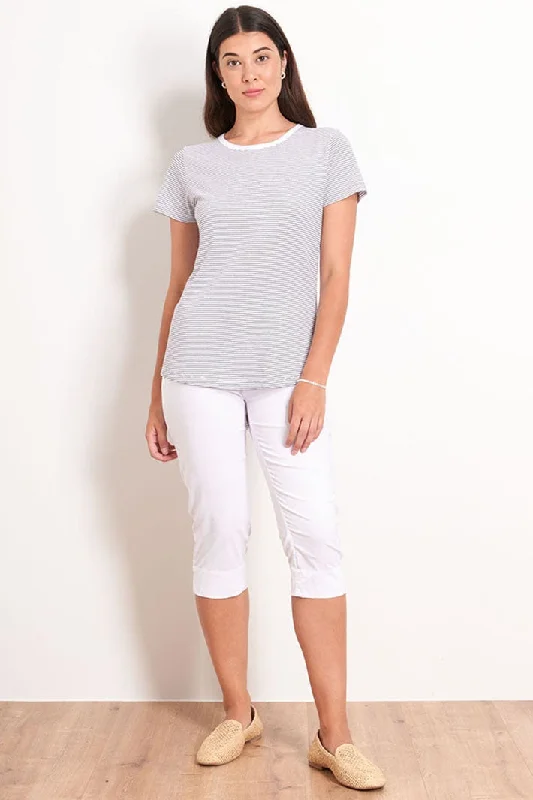Foil 6971 Trapeze White Cropped Trousers (49cms) Trousers Formal Black