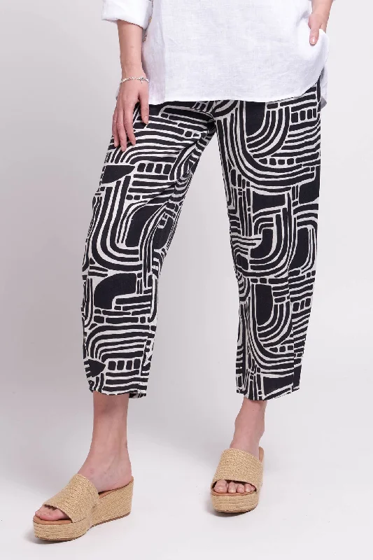 Foil 7481 A-mazing Black White Print Up & Away Linen Trousers Trousers Canvas Durable Foil 7481 A-mazing Black White Print Up & Away Linen Trousers Trousers Canvas Durable