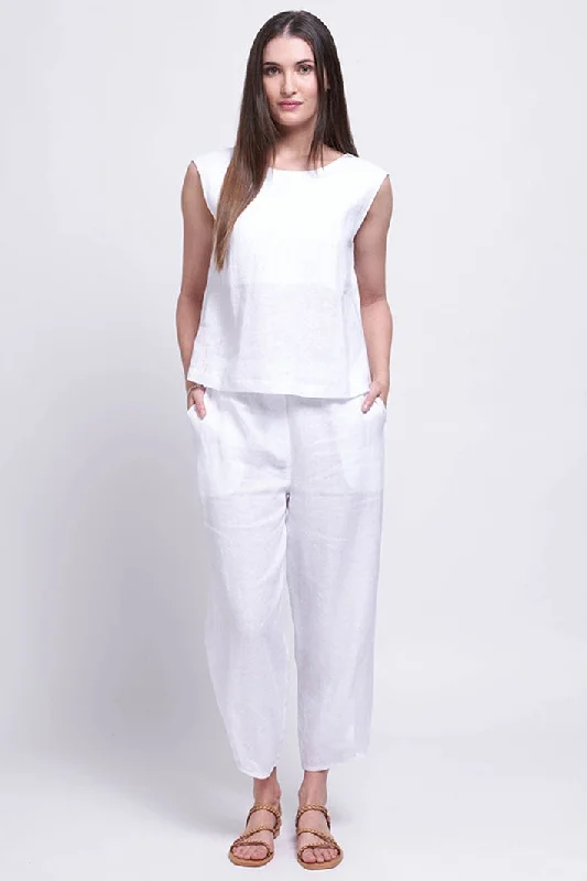 Foil 7481 White Up & Away Linen Trousers Trousers Evening Elegant