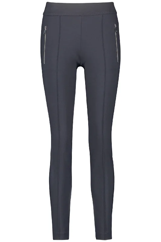Gerry Weber 122028-66275 Navy Slim Fit Pull-On Trousers Trousers Plaid Checkered