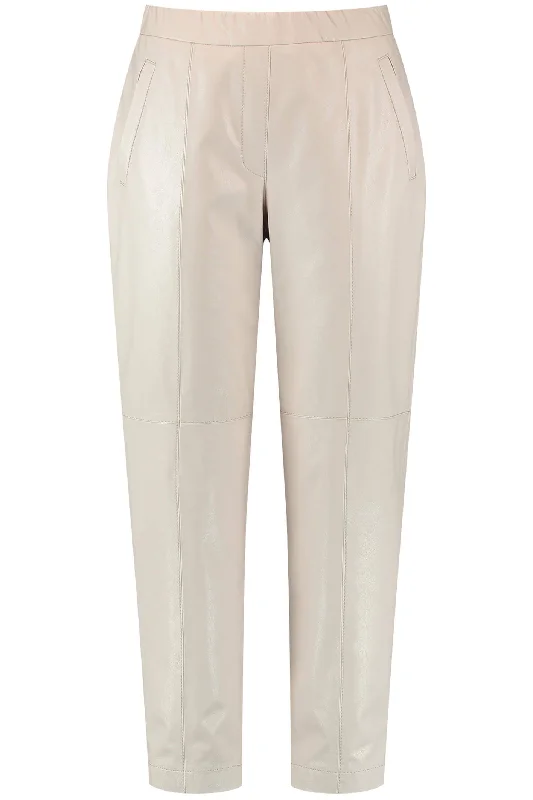 Gerry Weber 220019-31257 Dust Cream Faux Leather Trousers Trousers Polka Dot Cute