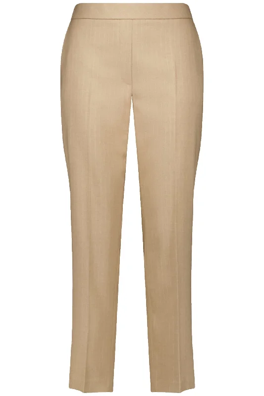 Gerry Weber 420041-31236 Pull-On Trousers Camel Beige Stripe Trousers cozy soft