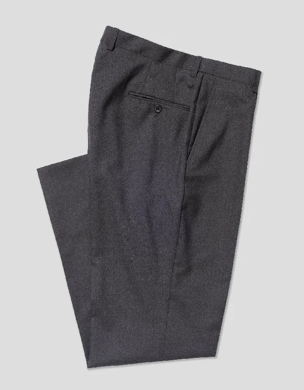 GREY SINGLE PLEAT WOOL TROUSER Trousers Designer Luxury